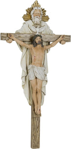 Grace4Joy Holy Trinity Wall Cross, 12.5 Inches Holy Trinity Crucifix Catholic Home Decor, Hand Painted Holy Spirit Jesus Cross for Wall Religious Housewarming Gifts