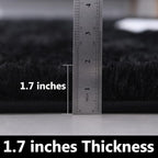 FJZFING Black Round Rug Ultra-Soft Plush Modern 5x5 Circle Area Rug for Kid's Bedroom, Fluffy Shag Circular Rug for Nursery Room, Non-Slip Home Decor Cute Black Carpet for Teen's Room