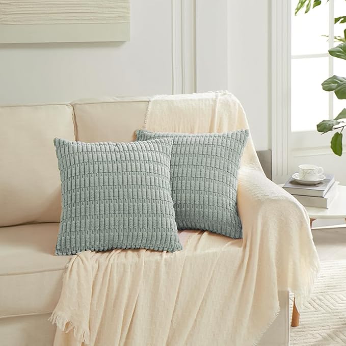 Fancy Homi 4 Packs Decorative Throw Pillow Covers for Living Room Couch Bed, Modern Farmhouse Boho Home Décor Accent Cushion Case, 24" x 24", Grey Blue