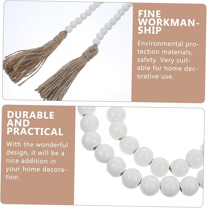 IMIKEYA Wooden Beads Garland: Farmhouse Wood Bead Garland for Tiered Tray Farmhouse s Hanging Wood Rustic s for Coffee Table Decor