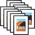 LaVie Home 8.5x11 Picture Frame Black Set of 10, Display 6x8 with Mat or 8.5 x 11 Without Mat Picture, Photo Frame Collage for Wall Gallery or Table Deco, Hanging or Tabletop Display