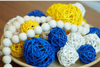 Qingbei Rina 20 PCS Yellow Wicker Rattan Balls,Spring Decorative Balls for Bowls,Vase Filler for Centerpieces,Decorative Orbs Woven Spheres,Bowl Fillers for Home Decor