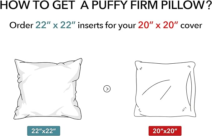Oubonun 22x22 Outdoor Pillow Inserts (Pack of 2) - Square Waterproof Throw Pillow - Decorative Throw Pillows Insert for Couch Sofa Bed Patio Furniture - White Pillows