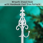 Wreath Stands for Display, White Metal Wreath Holder Stand, Standing Wreath Hanger with Wrought Iron Base, Adjustable Tabletop Display Stand for Christmas and New Year Wreath, Wedding Party Decor