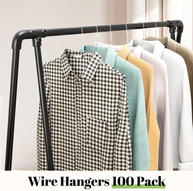 Wire Metal Clothes Hangers Bulk 100 Pack, 16 Inch 12 Gauge Standard Size, Slim Space Saving for Coat Suits Shirts Pants Skirts, Non Slip, Silver