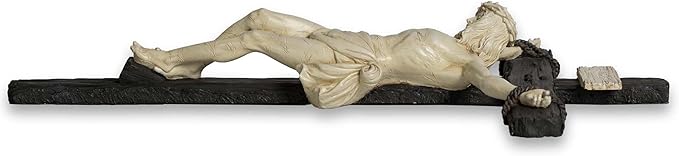 DevotedWalls 20.75" H Catholic Realistic Style Crucifix for Wall, Large realistic Jesus Chirst Cross for Church, Chapels and Home (Black and White Color)