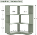 Armocity Corner Book Shelf - 4 Tier Corner Bookshelf Etagere Bookcase with Baffle, Freestanding L Shaped Display Shelf Stand for Home Office, Living Room, Bedroom, Kitchen, Crab Green
