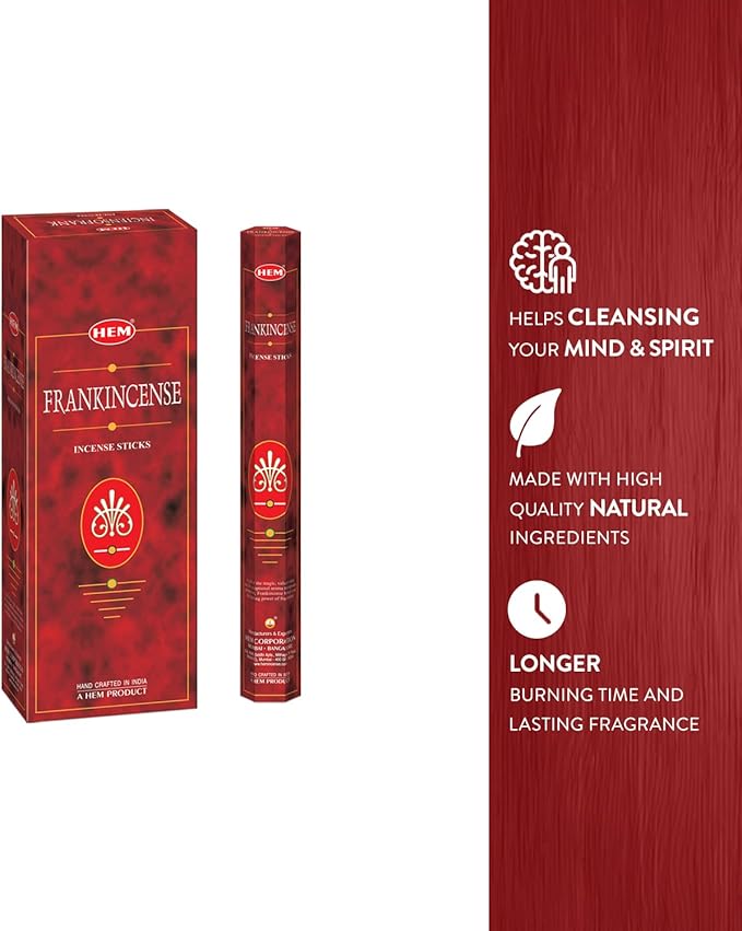 HEM Frankincense Incense 6 Packs of 20 Incense Sticks 120 Total