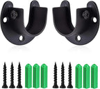 Stainless Steel Closet Rod Bracket, 1-3/8 Inch Diameter Closet Rod Holder 2 Pcs, Heavy Duty Curtain Rod Holder, Black Closet Rod Support with Screws