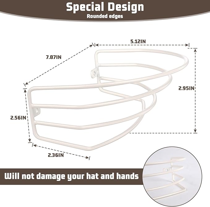Hat Organizer for Baseball Caps, 2-Pack Beige White Metal Hat Rack for Wall Door, Adhesive/Wall Mounted Hat Storage Holder Small Closet Organizers and Storage Solution Ideas
