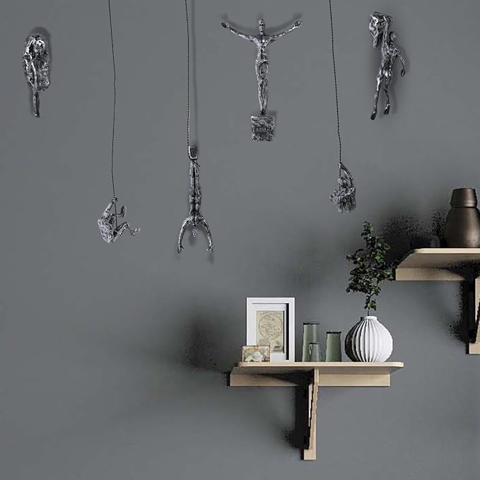 Set of 6 Climbing Men Wall Art Decor Sculpture,Nordic Modern Simplicity Decorative Wall Art, Climbing Man Sculptures,Home & Office Climber Gifts