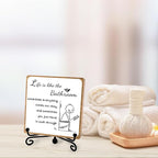 Funny Bathroom Decor, Bathroom Wooden Sign with Stand Decor, Farmhouse Home Toilet Desk Shelf Accessories, Rustic Table Decorations Supplies