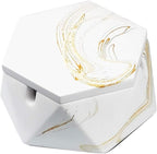 FREELOVE Concrete Ashtray with Lid & Stainless Steel Ashtrays for Cigarettes, Cement Ash Tray Smoking Holder Indoor Smokeless Outdoor Windproof Patio Home Office Cool Decor(Gold Marble, Small)