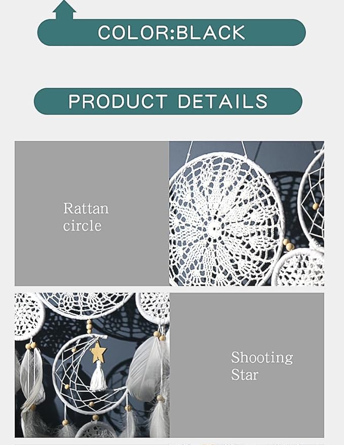 5 Pack Bohemian Ornaments,Dreamcatcher Gift Boho Native American Decor, Handmade Dreamcatcher for Girls, Boys, Adults, Kids Room,Witchy Gifts (White)