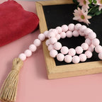 Meplait 39in Wood Bead Garland Farmhouse with Tassels,Versatile Prayer Beads Boho Chic Wall Hanging Home Decor (Pink)