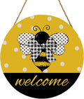 Bee Welcome Sign for Wreath Spring Summer Wooden Hanging Sign for Front Door Farmhouse Bumble Bee Decor Summer Door Hanger for Home Bedroom Living Room Indoor Outdoor Decorations 12"x12"