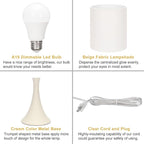 Seaside village Dimmable Bedside Lamp, 3 Way Touch Control Table Lamp, Modern Nightstand Lamp with Beige Shade and Cream Base, Small Desk Lamp for Living Room, Dorm, Home Office, 9W LED Bulb Included