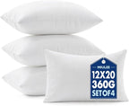 MIULEE Pillows Inserts, Pack of 4 12x20 Inch 100% Virgin Microfiber Filling Throw Pillows for Bed Couch Sofa