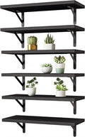 YGEOMER Wall Shelves for Bedroom, 16.5 Inch Floating Shelves for Wall, Shelves for Bathroom Storage, Living Room and Kitchen Decor (Set of 6 Black)