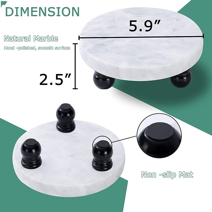 Decorative Marble Riser for Display - Cute Home, Bathroom, Kitchen Decor - Beautiful Pedestal Stand Uniquely Displays Your Decorations - Perfect Tray to Add Beauty