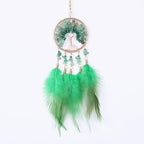 Pretty Jolly Small Tree of Life Crystal Stone Dream Catchers Green Feathers Mini Dreamcatchers for Cars Rear View Mirror Hanging Decoration Good Luck Travel Charm Bedroom Ornaments for Women Girls