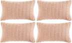 Fancy Homi 4 Packs Decorative Throw Pillow Covers for Living Room Couch Bed, Modern Farmhouse Boho Home Décor Accent Cushion Case, 24" x 16", Blush Pink