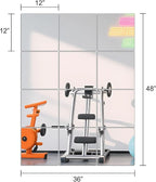 Ruomeng Home Gym Mirrors 12 Inch x 12Pcs Wall Mounted Mirror Glass Frameless Full Length Mirror Tiles for Home Gym, Bedroom, Door & Bathroom