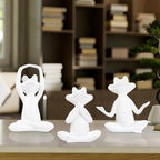 Suoedd White Frog Figurines Yoga Decor Set of 3 –Frog Yoga Statues for Modern Living Room Table Office Bookshelf Shelves Home Sculptures Decor
