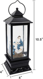 Wondise Lighted Christmas Snow Globes Musical Lantern with Timer, 12 Inches USB Powered & Battery Operated Spinning Water and Swirling Glitter (Jesus)