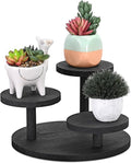 Ikee Design 3-Tier Wooden Display Riser for Jewelry, Wooden Jewelry and Figurine Display Risers, Wood Riser for Decor, Multilevel Stand for Action Figures and Home Decor, Black Color