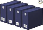 SpaceAid 4 Pack Bed Sheet Organizers and Storage, Foldable Sheet Organizer for Linen Closet, Sheets Set Folder Keeper with Window XL (Queen & King Size) Bedding Container (Navy Blue, 4 Pack)