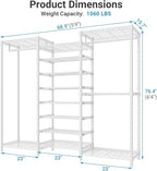 VIPEK S3 Freestanding Clothes Rack Heavy Duty Garment Rack 6-Tier Shoe Racks Closet Storage Organizer Large Wardrobe, Hanging Rod, Adjustable Metal Shelf, 68.9" L x 15.7" W x 76.4" H, White