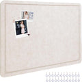 Thboxes Bulletin Board, 36" x 24" Foldable Cork Board Felt Pin Boards with 35 Pushpins Self-Adhesive Photo Decorative Felt Boards for Walls, Office, School, Classroom, Home, Bedroom - Oatmeal