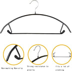 Premium PVC Coating Metal Hangers 20 Pack, Heavyduty, Non Slip Slimline, Suit Jacket T Shirt Hangers, Gold Hooks, Space Saving Clothes Hanger (Black)