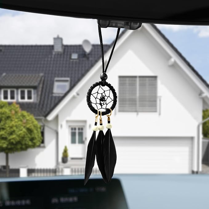 Mini Dream Catcher 7pcs Set - Car Interior Rearview Mirror Dangle Bag Pendant Charm 1.2" Diameter and 9" Long