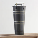 Umbrella Storage Bucket Metal Umbrella Stand Holder Decorative Vase Flowerpot Rack for Home Living Room Office Decor, approx.7.5x25.5cm/2.95x10.04in, Black