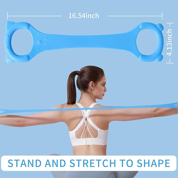 Figure 8 Fitness Resistance Band with Handles, Arm & Back Training Elastic Rope for Pure Barre Workout, Chest, Shoulder Stretching Exercise Equipment for Yoga, Pilates & Physical Therapy.