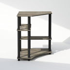 Furinno Turn-N-Tube Storage Shelves, 4-Tier Corner Shelf, Toolless Assembly Display Rack, Corner Bookshelf for Small Space, for Organization and Storage, Living Room, Home Office, French Oak