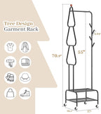 Clothes Rack, Metal Garment Rack with Wheels and Shelves, Rolling Portable Clothing Racks for Hanging Clothes, Freestanding Storage Solution for Small Spaces (Black)