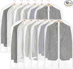 12 Pack Garment Bags 60 * 100cm, 40in PEVA Translucent Garment Covers, Suit Storage Bags, Dress Organizer Bags Used To Protect Shirts, Winter Coats, Jackets（White Edge）