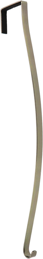 Haute Decor HighProfile Curved Over The Door Wreath Hanger (Antique Brass) - Strong Metal Wreath Holder Hook for Complex Door Designs with Raised Panels and Trim