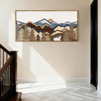 BINCUE Large Mountain Wall Art Framed Boho Wall Decor Mountain Artwork Landscape Wall Pictures Rustic Mountains Paintings Boho Landscape Art Prints Rustic Farmhouse Decor for Office Living Room Bedroom 20x40 Inches