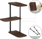 Love-KANKEI Corner Shelf Wall Mount of 3 Tier Rustic Wood Floating Shelves for Bedroom Living Room Bathroom Kitchen Office and More Dark Walnut