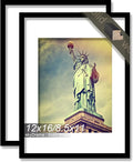 100% Solid Wood 12x16 Picture Frame Set of 2, Black Frame Display Photo 8.5 x 11 with Mat or 12 x 16 without Mat, 12by16 HQ Matte Black Frame for Wall - 2 Pack/Black/12 x16
