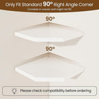 Fun Memories Corner Shelf Wall Mount Set of 2 - Solid Oak Wood Floating Corner Shelf with Cable Hole, 10in Rustic Design for Bedroom, Living Room, Kitchen (White)