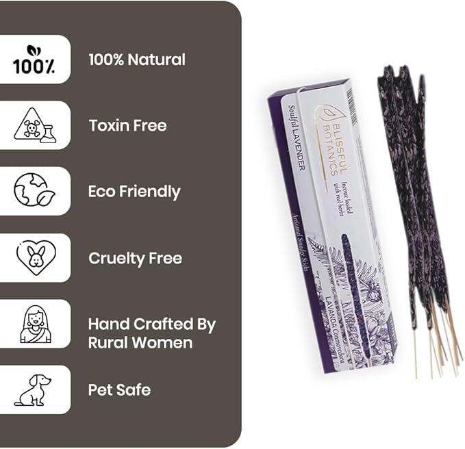 Tulasi Lavender Incense Sticks for Calming (48 Scent Sticks) | with Real Herbs | Long-Lasting 55-Minute Burn | Natural Essential Oils | Perfect for Meditation, Relaxation & Improves Sleep