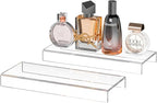 Acrylic Shelf Riser 10x3.9x1 pack of 2, Countertop Acrylic Display Storage Organizer for Shoes, Glasses, Plants, Home Decors, Perfume, Books, Dolls, 10x3.9x1 Inch