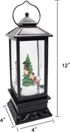 Wondise Lighted Musical Snow Globe Lantern with 6 Hour Timer, 12 Inches USB Powered & Battery Operated Spinning Water and Swirling Glitter Christmas Snow Globe Lantern Gifts(Santa and Tree)