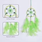 Pretty Jolly Small Evil Eye Dream Catchers Wall Decor Wood Beads Handmade Green Feathers Mini Dreamcatchers Home Decoration Ornament for Car Bedroom Birthday Party
