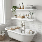 Vivelove 24/36/48/55 Inch Floating Shelves for Wall, 12 Deep Shelves for Room Wall Mounted, 2" Thick Floating Shelf for Living Room Bedroom Bathroom Kitchen Laundry Room, Set of 2 White
